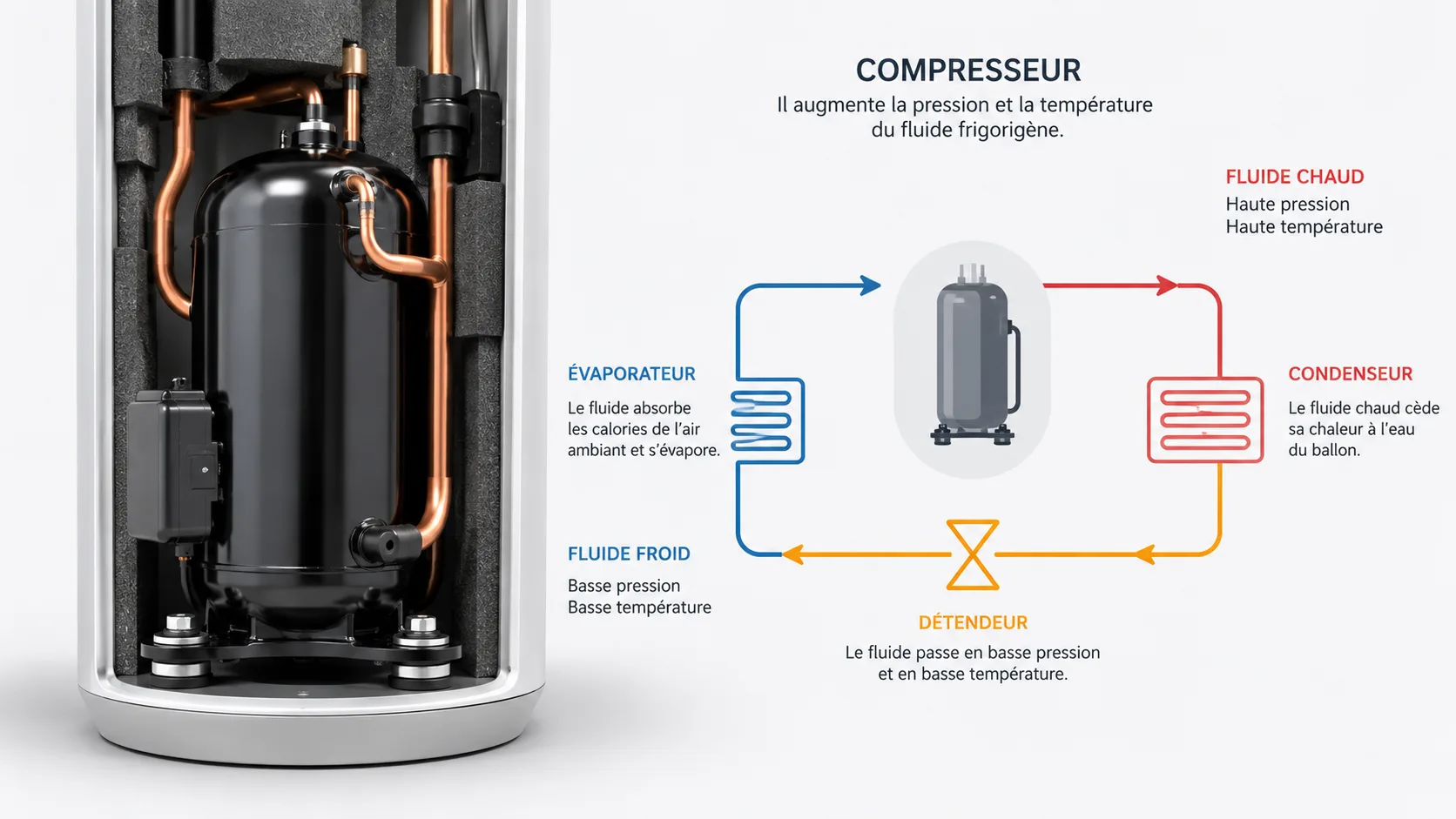 Compression du fluide frigorigène