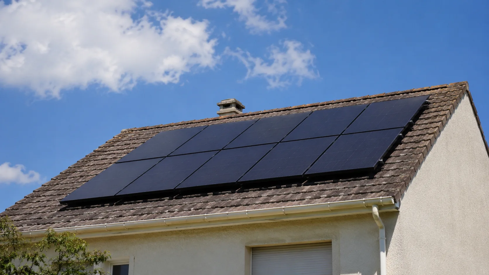Panneaux photovoltaïques installés sur le toit d'une maison française