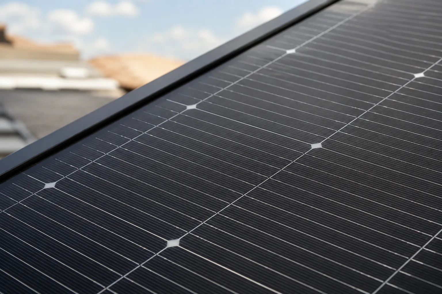 Panneaux photovoltaïques monocristallins sur toiture inclinée